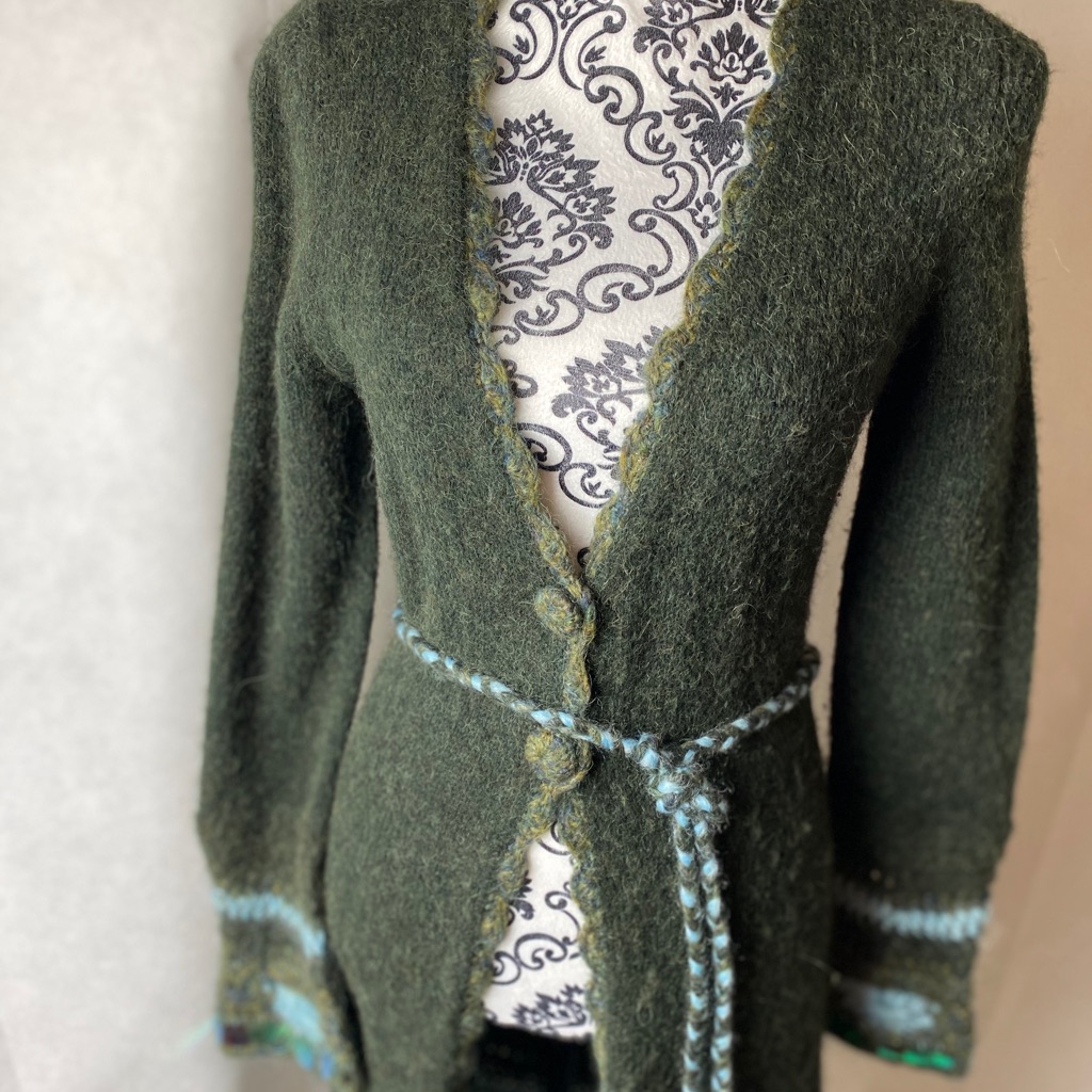 Nanette Lapore Moss Green Sweater Coat.